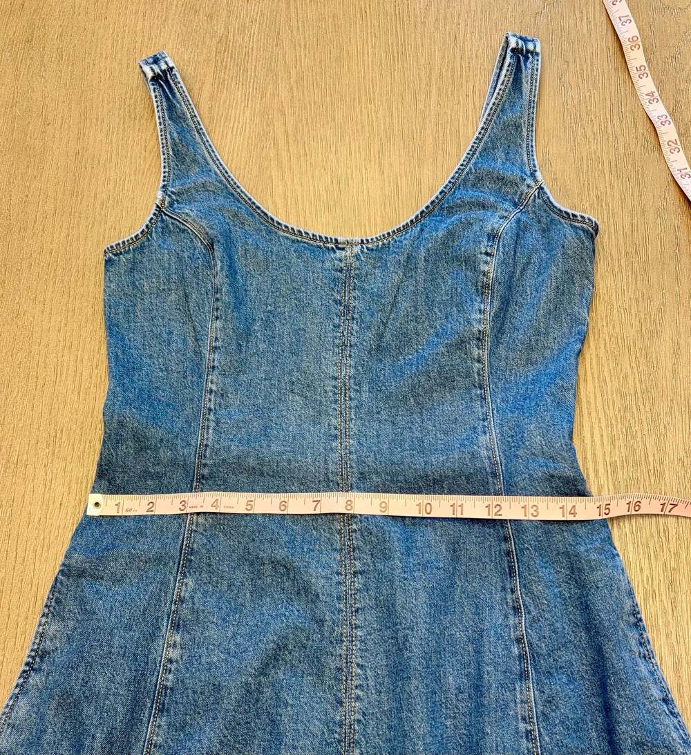 NWT Gap Denim Scoop Neck Maxi Dress Small Medium Wash Fit & Flare - Picture 9 of 12